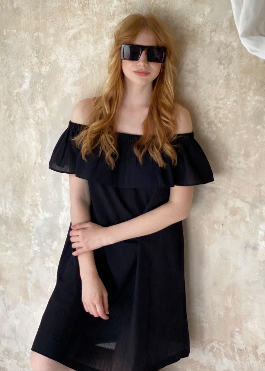 Noir Bardot dress - Image 4