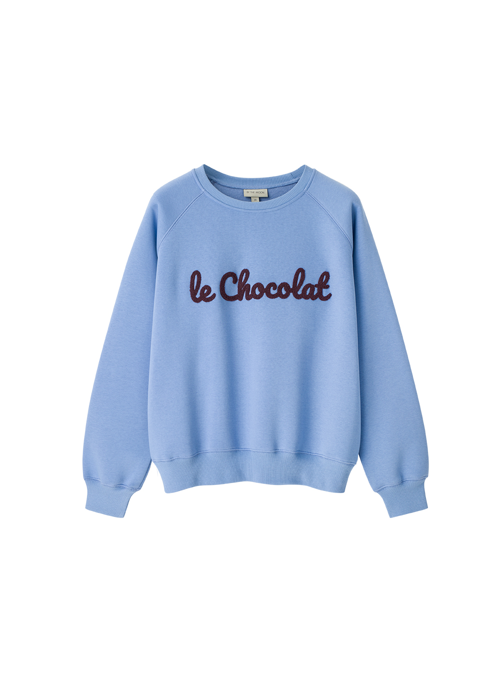 bluza damska niebieska, z haftem le chocolat, lużna