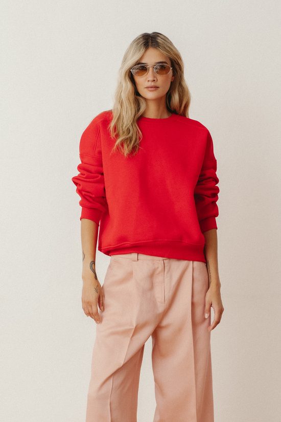 czerwona bluza damska, sportowa, casual, bawełniana, bawełna, polska marka, dobrej jakości,