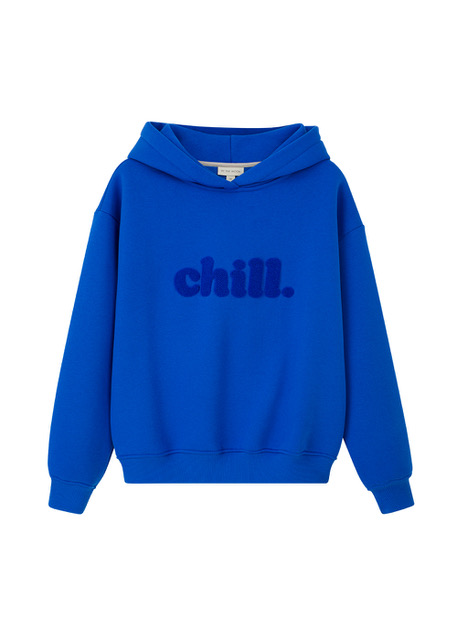 bluza damska chill, niebieska, kobaltowa, polska marka, z kapturem, chenille