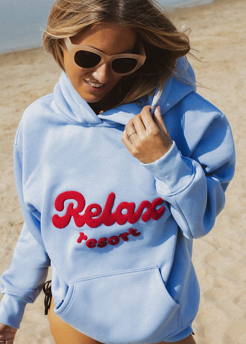 bluza relax resort z kapturem, hoodie, damska