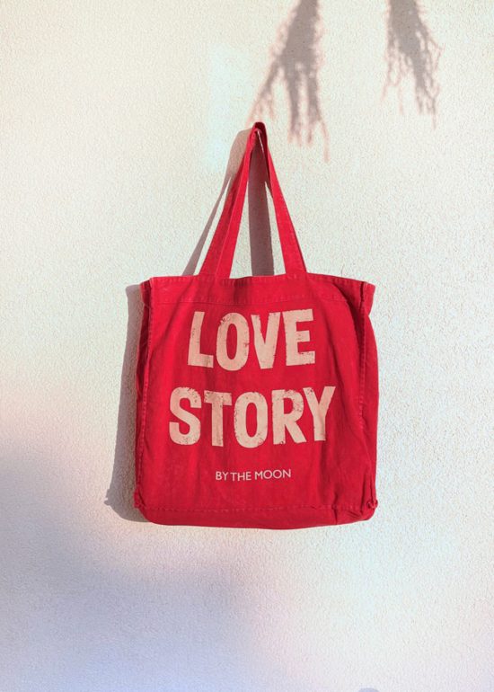 czerwona duża torba shopper, vintage, love story