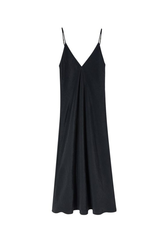 czarna sukienka slip dress Juliette noir, na ramiączkach, z dekoltem na plecach, długa, z wiskozy, polska marka by the moon
