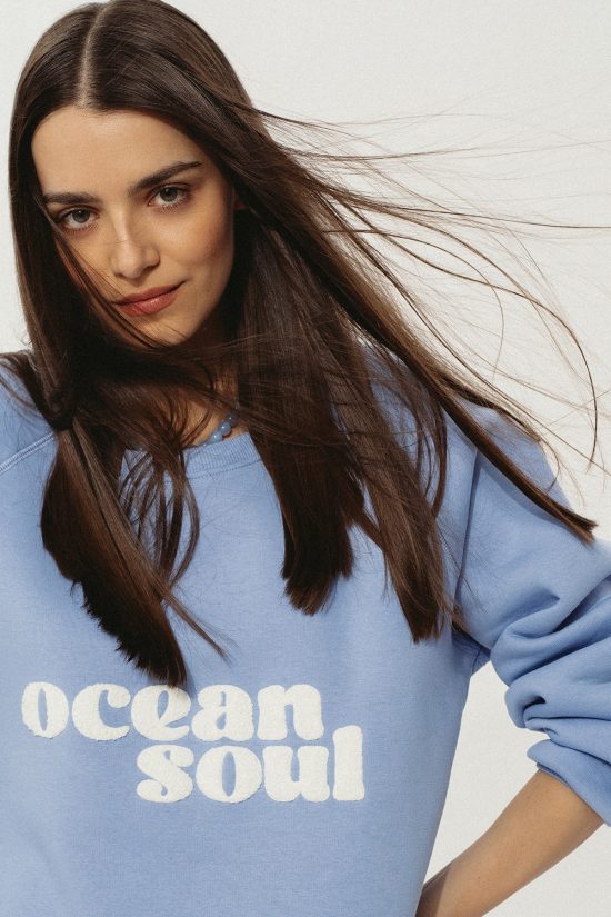bluza na wakacje, nad morze, ocean soul, niebieska, damska, bawełna, by the moon