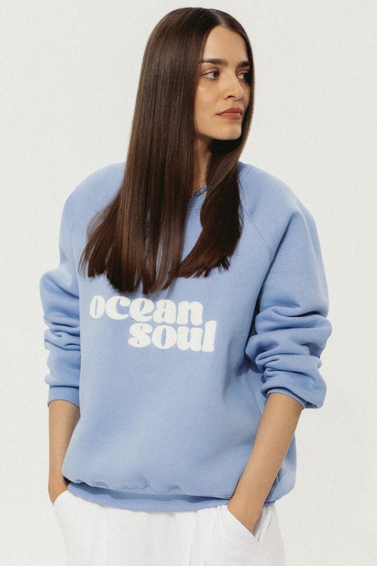damska bawełniana bluza, ocean soul, błękitna, niebieska