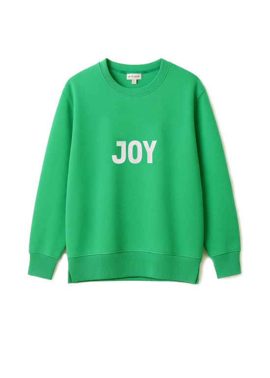 zielona bluza z napisem, nadrukiem JOY, cienka dzianina pętelka, over-size, damska, bawełniana, polska marka