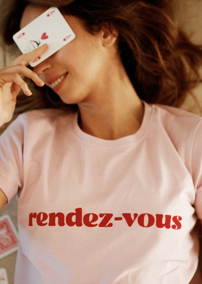 różowy t-shirt rendez vous, na randki, koszulka damska różowa, polska marka, bawełna