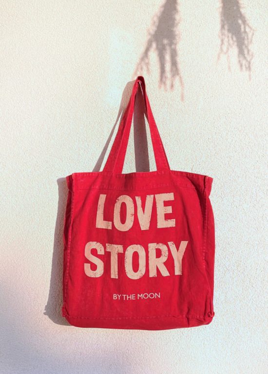czerwona duża torba shopper, vintage, love story