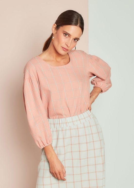 winter rose puff blouse