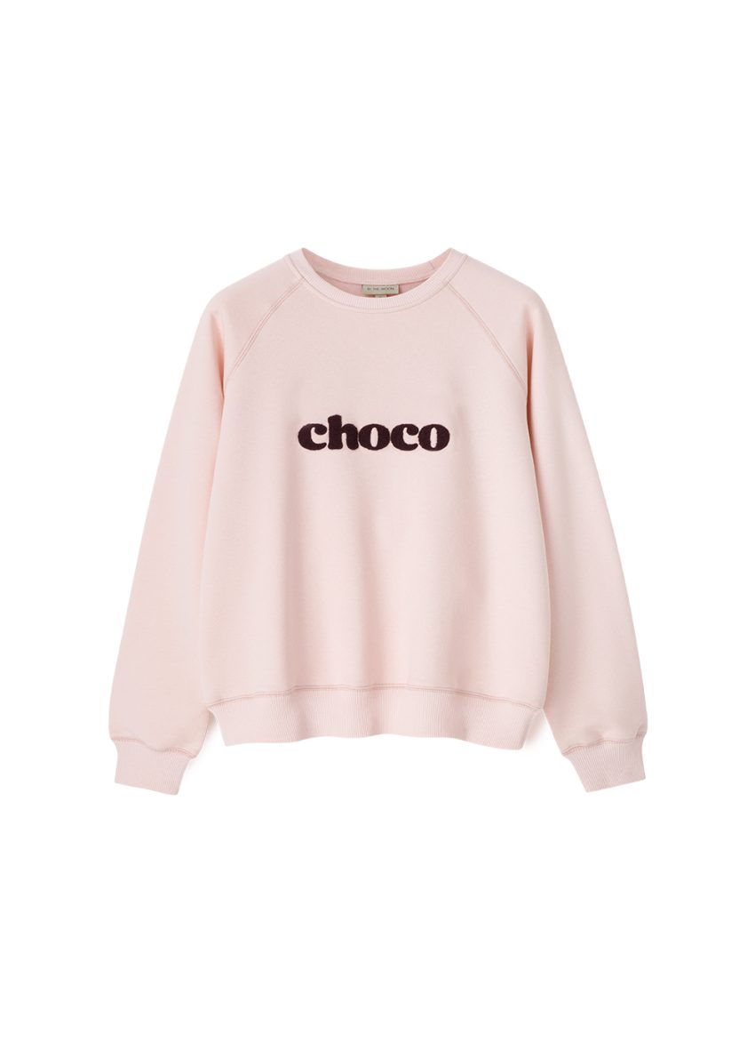 damska jasno różowa bluza choco rose, sportowa, bawełniana, polska marka by the moon