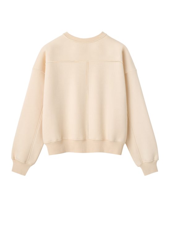 kremowa bluza sportowa, damska, z cięciami, przeszyciami,