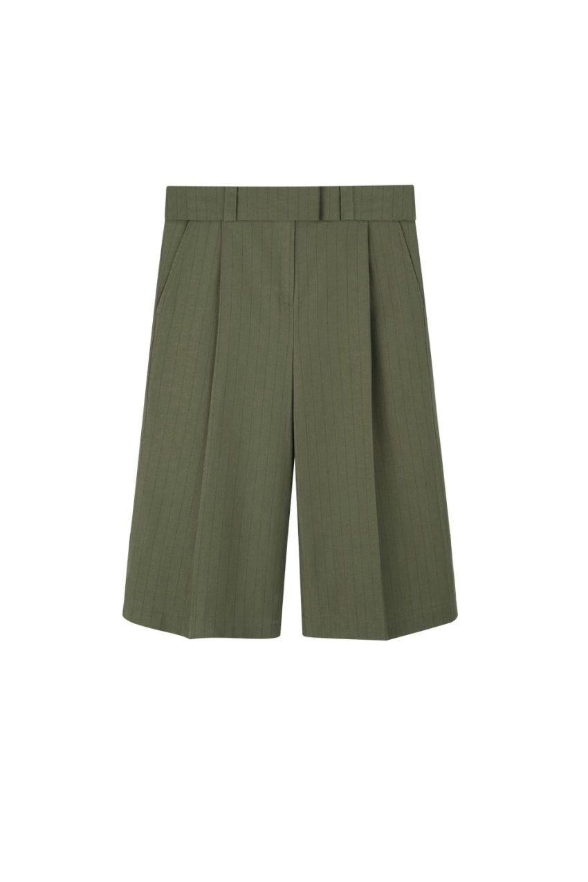 bermudy damskie, khaki, zielone, oliwkowe, w prążek, tenis, by the moon, polska marka