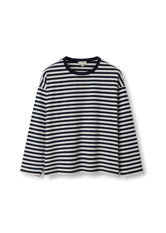 bluzka w paski granatowe, longsleeve oversize, z długim rękawem, by the moon, polska marka, paski