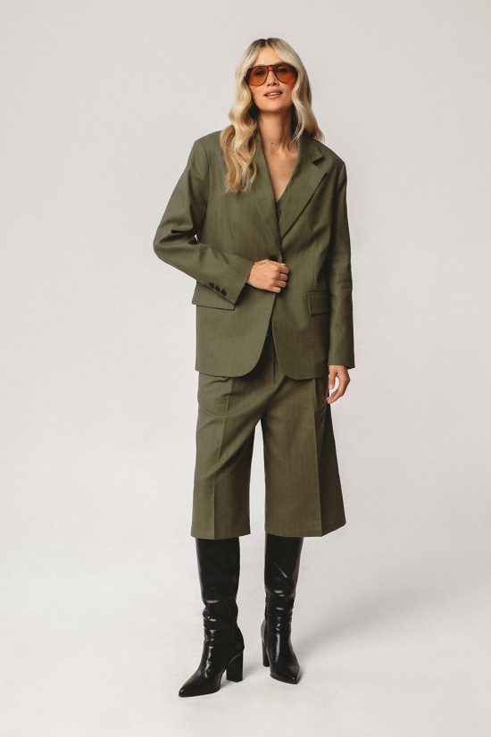 garnitur damski, zielony, khaki, bermudy damskie