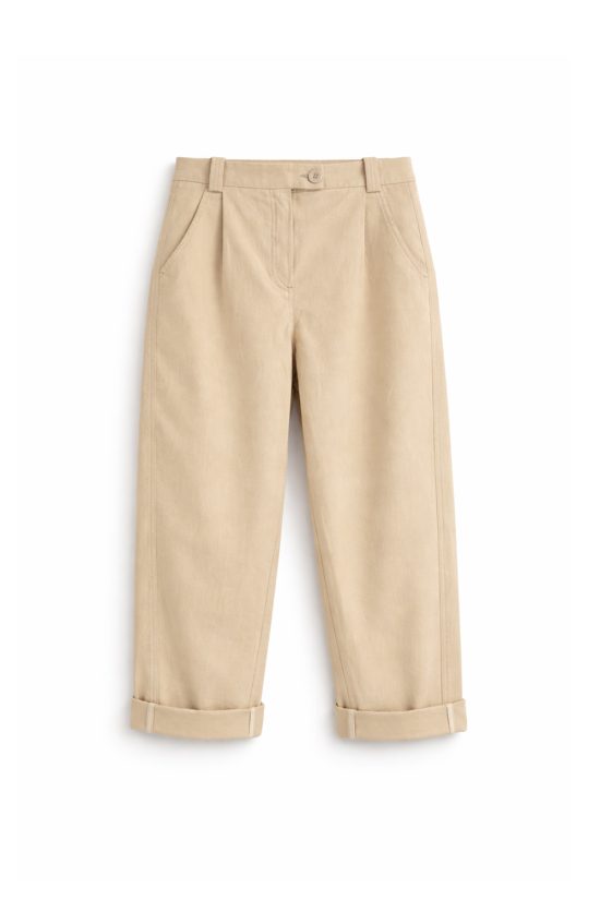 spodnie piaskowe, bezowe, bawełniane, damskie, kremowe, boyfriend, polska marka