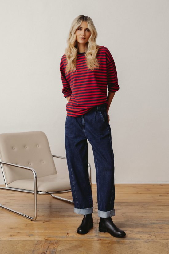 granatowe jeansy, dżinsy damskie, denim, granat ciemny, spodnie typu boyfriendy