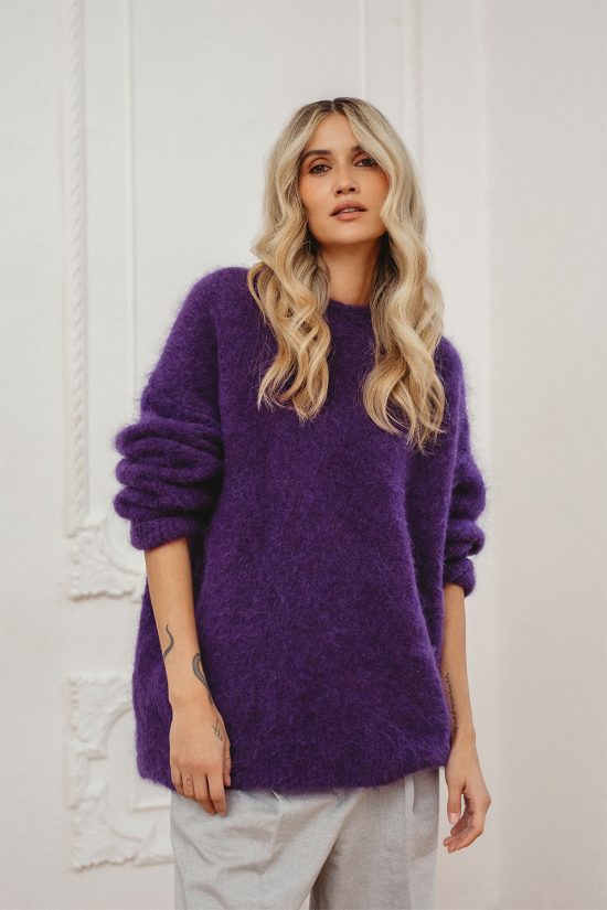 damski sweter wełniany, z alpaki, moheru, moherowy, ciepły, oversize, polska marka