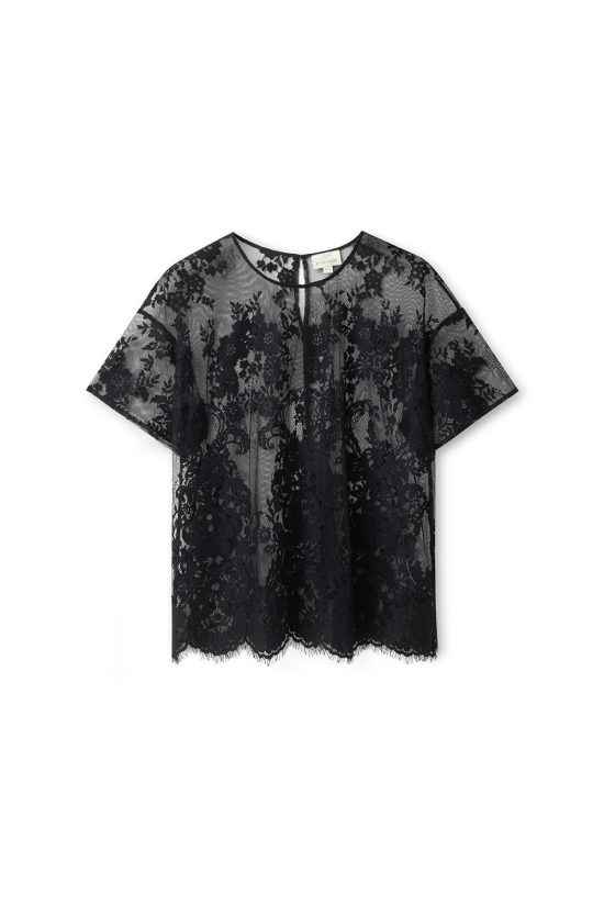 koronkowa bluzka Vesper, z koronki, ażurowa, zmysłowa, z krótkim rękawem, na wieczór