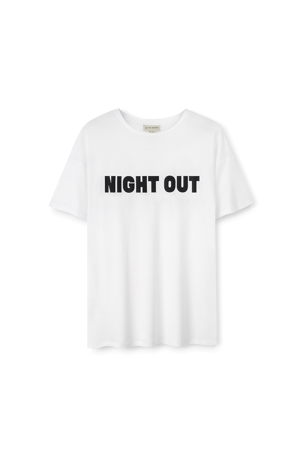 biały długi t-shirt oversize, z napisem Night out