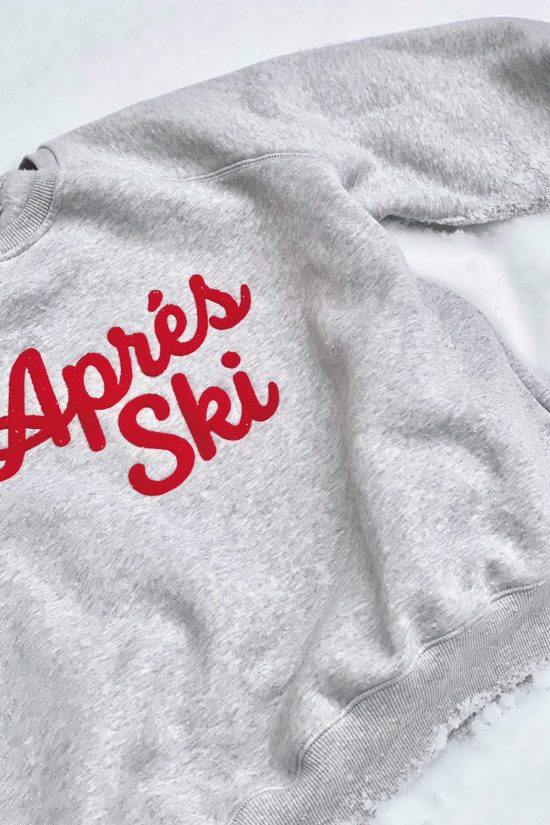 bluza z haftem apres ski, na narty, szary melange, szara, damska