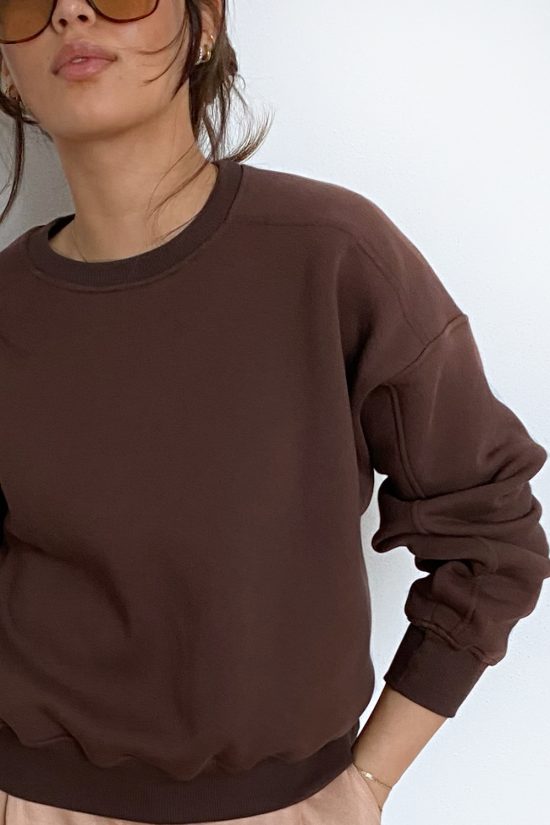 damska, dzianinowa bluza, ciemny brąz, czekolada, brązowa, czekoladowa, by the moon