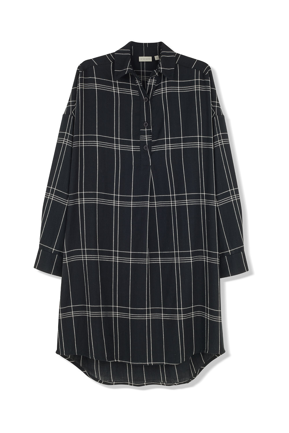 Black Berry sukienka koszulowa, tunika damska, na guziki, czarna w kratkę, by the moon, do kolan