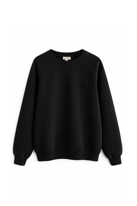 czarna damska bluza, polska marka by the moon, oversize, klasyczna bluza dzianinowa, bawełna