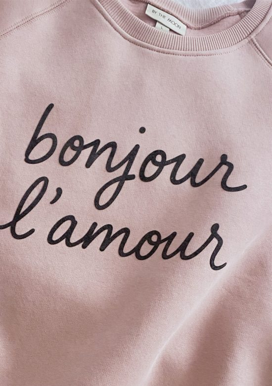 nadruk flock, rózowa bluza Bonjour