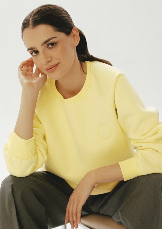 żółta bluza damska , kanarkowa, z haftem by the moon, luźna, polska marka, bawełna