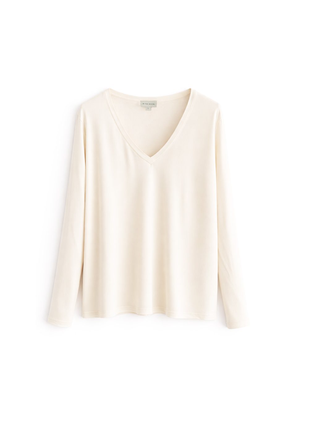 biały longsleeve damski, w serek, bluzka z wiskozy