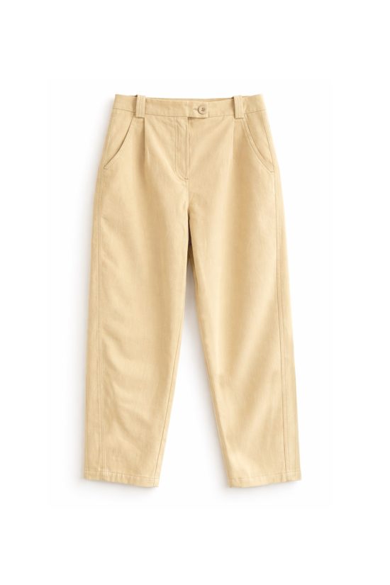 spodnie chinosy, damskie, bawełniane, kremowe, bezowe, by the moon