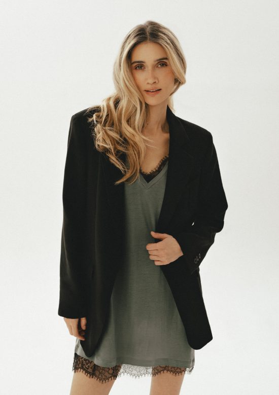 tunika damska khaki, zielona, sukienka dzianinowa , z koronka , koronkowa, by the moon