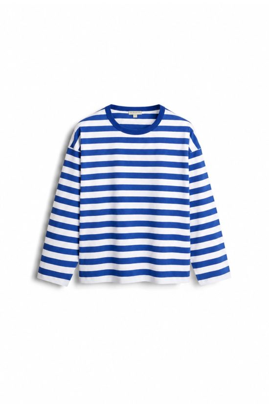 longsleeve Marine blue, w paski niebieskie, oversize