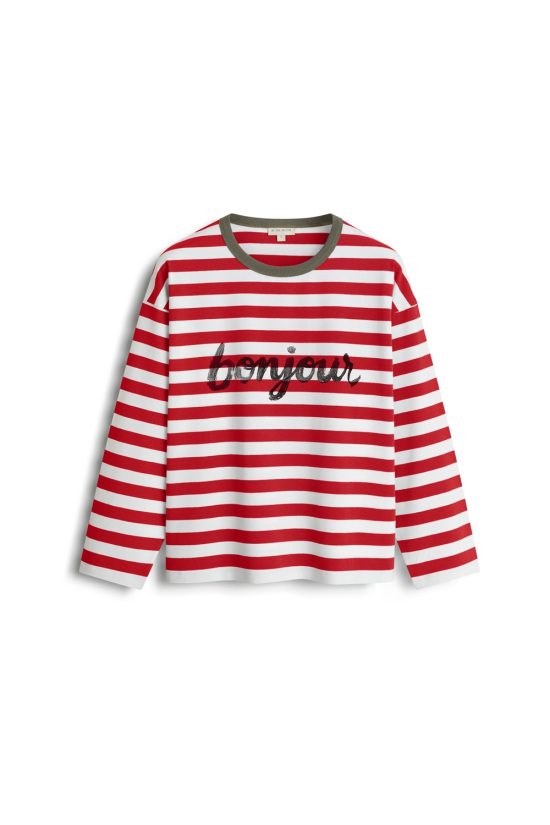 longsleeve Bonjour, w czerwone paski, by the moon
