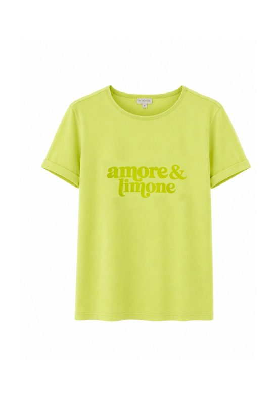 damski t-shirt amore limone, żółty, limonkowy, limonka, cytrynowy, by the moon