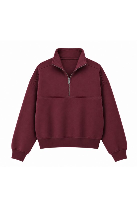 bordowa bluza z suwakiem, na zamek, burgundowa, bawelna